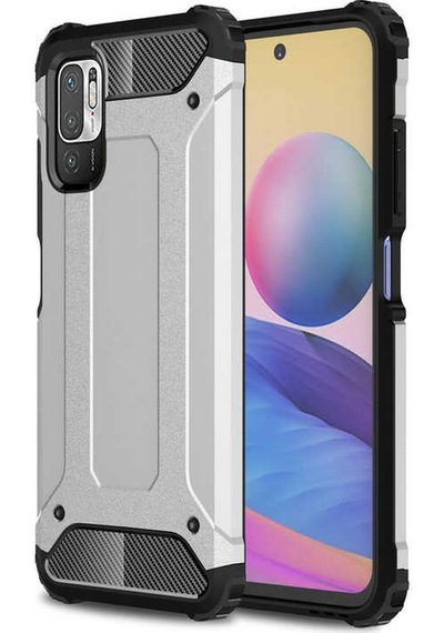 Kilifone - Xiaomi Uyumlu Poco M3 Pro - Kılıf Çift Katman Zırh Tank Crash Military Kapak - Gri