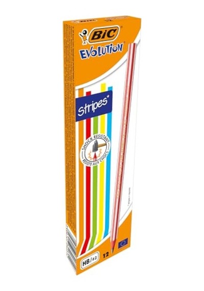 Evolution Stripes Kurşun Kalem 12'li Kutu,kıymık Oluşturmaz, Çiğnemeye Karşı Dayanıklı, Kolay Açılır Genel