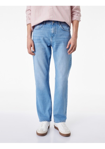 Koton Normal Bel Pamuklu Straight Fit Jean Pantolon - Mark Jean Orta İndigo 6sam40208nd