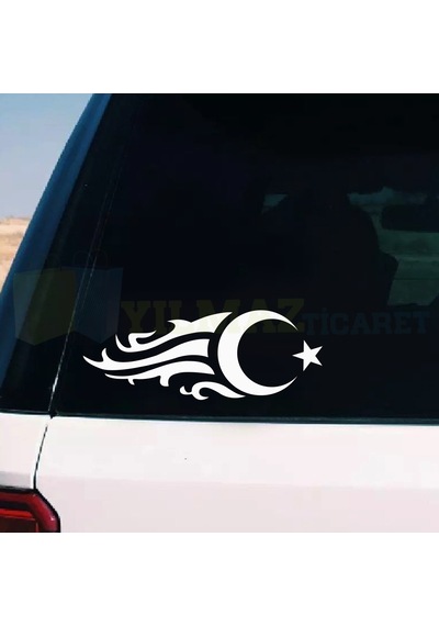 Türk Bayrağı Ay Yıldız Alev Oto Sticker Yapıştırma Etiket 1 Çift