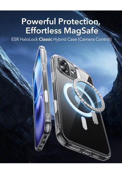 Esr Apple Uyumlu iPhone 16 Plus Halolock Magsafe Classic Hybrid Silikon Kılıf Şeffaf - Kamera Kontrol Buton Şeffaf