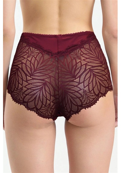Magic Form 586 Kadın Yüksel Bel Arkası Dantelli Külot-bordo Bordo