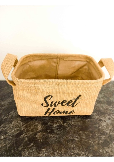 Bitki Tasarımı Sweet Home Jüt Hasır Ev Düzenleyici Mutfak Banyo Salon Sepeti Katlanır Sıvı Korumalı Orta