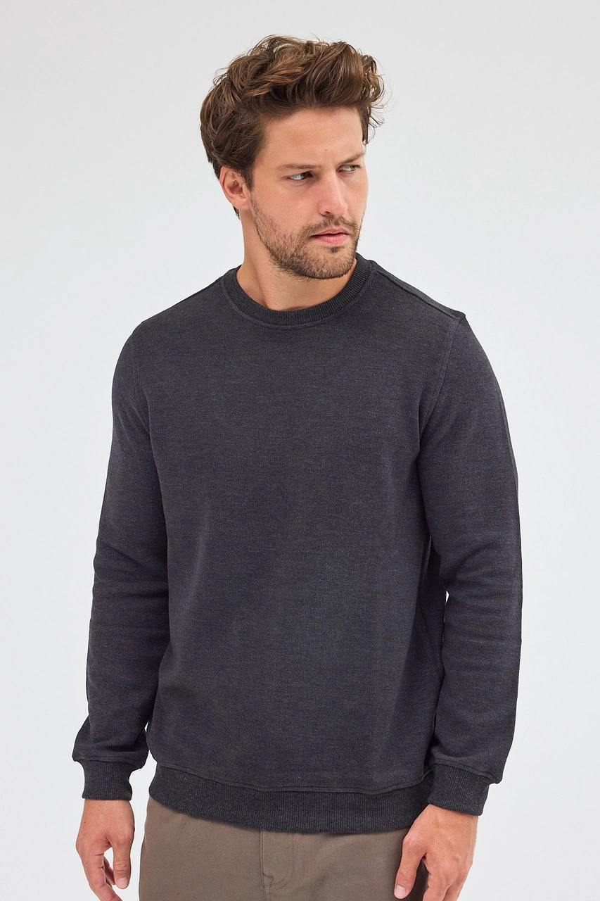 İmza Antrasit Uzun Kol Bisiklet Yaka Düz Pamuklu Comfort Fit Sweatshirt 1013255150 Antrasit İmza Antrasit Uzun Kol Bisiklet Yaka Düz Pamuklu Comfort Fit Sweatshirt 1013255150 Antrasit
