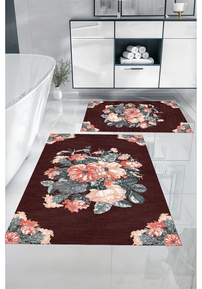 Buççin Online Mağaza Dijital Baskılı Yıkanabilir Kaymaz Taban Çiçek Detaylı Banyo Paspası Klozet Takımı Polyester Bordo Çok Renkli Buççin Online Mağaza Dijital Baskılı Yıkanabilir Kaymaz Taban Çiçek Detaylı Banyo Paspası Klozet Takımı Polyester Bordo Çok Renkli