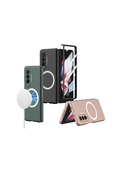 Galaxy Uyumlu Z Fold 3 Kılıf Wireless Şarj Özellikli Zore Kıpta M-safe Kapak
