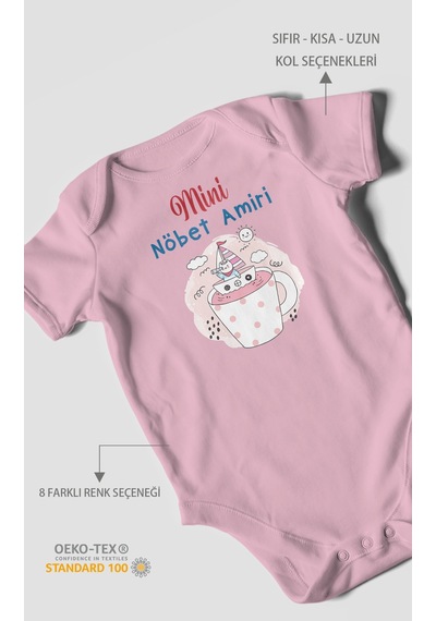 Mini Nöbet Amiri Baskılı Bebek Zıbını Çıtçıtlı Body %100 Pamuk Kısa Kol Koyu Mavi