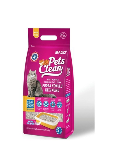 Bado Premium Bebek Pudrası Kokulu Topaklaşan İnce Kedi Kumu 5 L