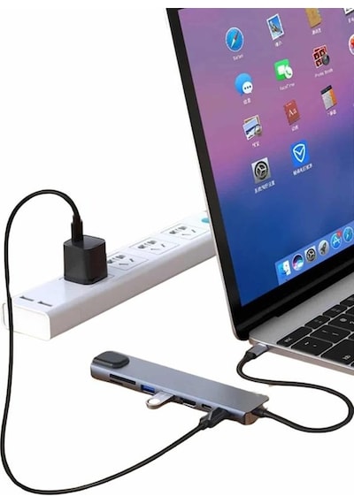 8 - 117 - Port Çoklayıcı Macbook Ile Uyumlu Çoğaltıcı Type-c Dönüştürücü Tf - Kmrsfres - Sd Kart