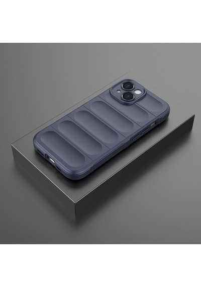 Vendas Apple iPhone Uyumlu  15 Kılıf Esnek Tpu Oyuklu Arka Yüzey Zore Etnik Silikon Kapak + Hayalet Ekran Koruyucu Lacivert