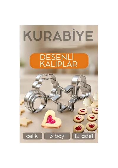 Zenvac 12'li Kurabiye Kalıbı Seti Profesyonel Şef Paslanmaz Çelik Mutfak Sanatınızın Vazgeçilmezi 722519 Zenv Renkli