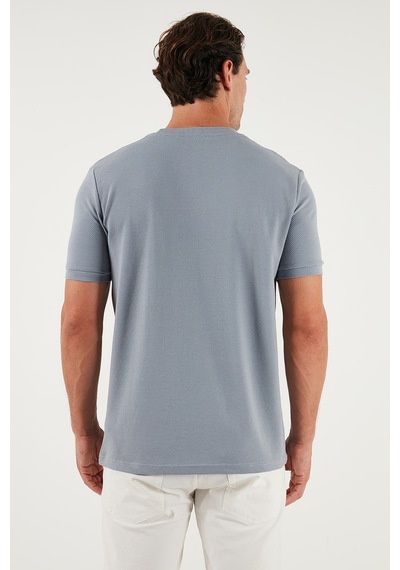 Buratti Streç Pamuklu Slim Fit Sıfır Yaka Erkek T Shirt 5902639 Açık Gri