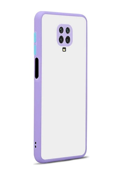 Noktaks - Redmi Note 9s Uyumlu Kılıf Arkası Buzlu Renkli Kenarlı Hux Kapak - Lila - T14540