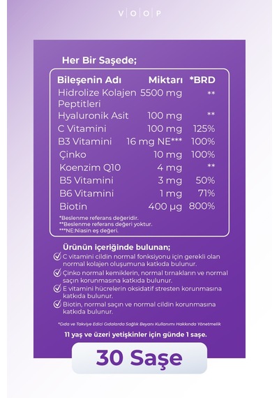 Voop Collagen Beauty 5500 Mg Nar Aromalı 30 Saşe x 40 ML