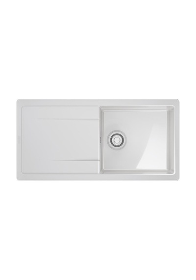 Franke Mxk 611-100 Seramik Evye, Parlak Beyaz, Tezgah Üstü, Çift Yönlü Damlalık, 100x50 Cm