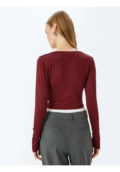 Koton Uzun Kollu Degaje Yaka Slim Fit Tişört Bordo 5sal10388ık Bordo Koton Uzun Kollu Degaje Yaka Slim Fit Tişört Bordo 5sal10388ık Bordo