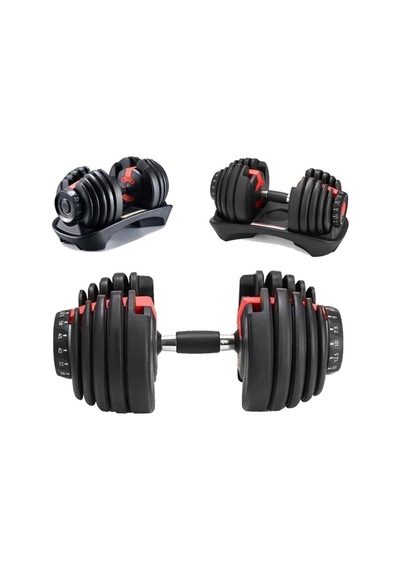 Ayarlanabilir Dambıl Ve Stand Seti, 2 X 24 Kg, Kırmızı