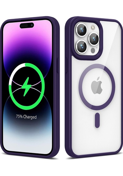 Zeyline Apple Uyumlu iPhone 14 Pro Max Magsafe Wireless Şarj Özellikli Silikon Zore Ege Kapak-derin Mor