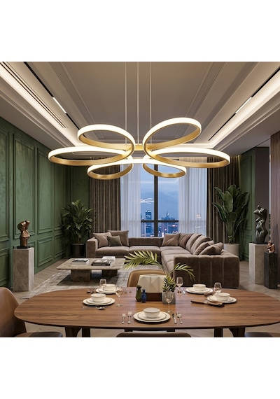 Lzy Avize Store Yonca 6 Lı Eskitme Plafonyer Salon Mutfak Çocuk Odası Yemek Masası Ve Antre İçin Modern Led Eskitme - Gold