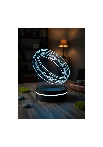 Yüzüklerin Efendisi Tek Yüzük 3d Led Gece Lambası Kumandalı 10 Renk Dekor Işık