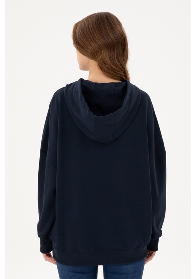 U.S. Polo Assn. Kadın Lacivert Kapüşonlu Basic  Sweatshirt 50297324-VR033