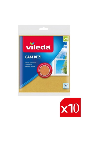 Vileda +%30 Mikrofiberli 2'li Cam Bezi Ekonomik Paket 10'lu