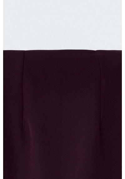 Sateen Düz Kalem Etek - Mürdüm-137388