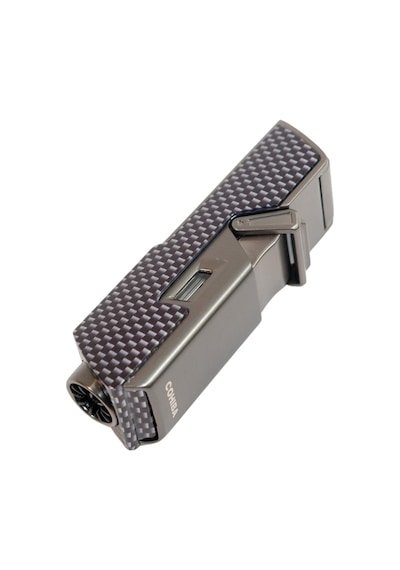 Cohiba Tek Torch Pürmüz Delici İğneli Karbon Desenli Metal Puro Çakmağı - Tr9595
