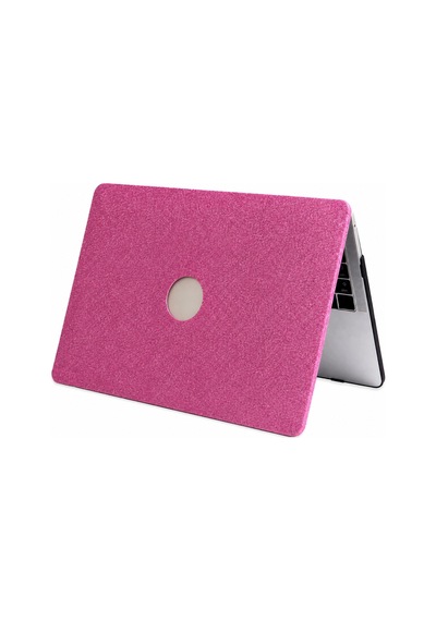 Macbook Pro 14.2 Kılıf A2442 A2779 A2918 A2992 M1-m5 Simli Sert Kapak Açık Pembe