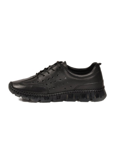 Ayakmod Siyah Hakiki Deri Kadın Casual Ayakkabı 0007 Z