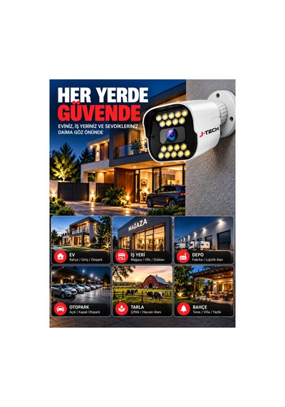 Dahua J-tech D1073 5mp 8'li Akıllı Sesli Ip Kamera Seti 1tb Renkli Gece Yüz Araç Hareket Algılama