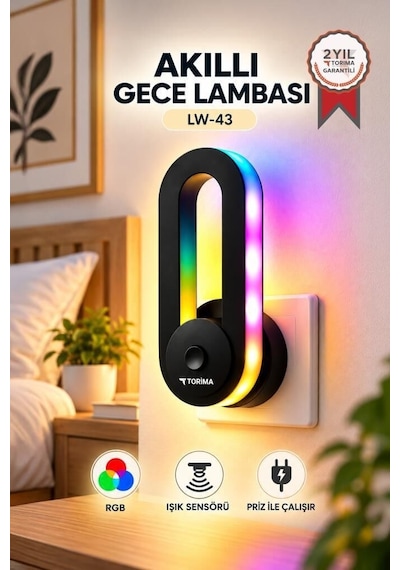Delux Serisi Gece Lambası Lw43 Siyah Salon Işığı Dekor Aydınlatma Priz Armatürü