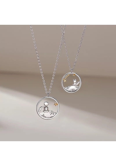 Little Prince Küçük Prens Ve Tilki Best Friends Dostluk Sembolü İkili Kolye Çelik