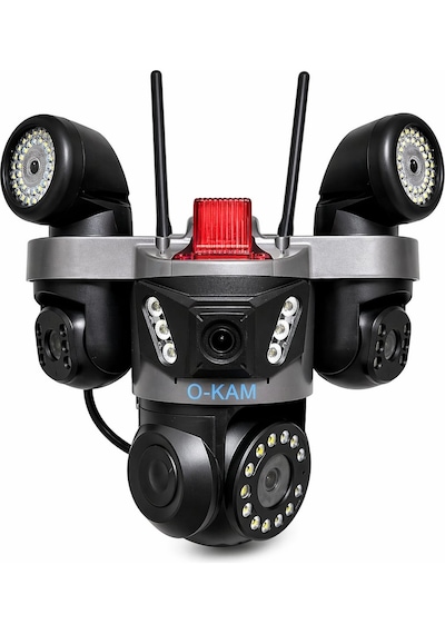 Okam Ok-231 4 Lens Wifi Güvenlik Kamerası Led Flaş + Çift Projektörlü Gece Görüş Akıllı Takip 12v Adaptör li