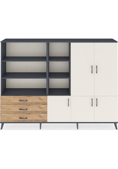 Arges Dolap 11 Raflı 3 Çekmeceli 5 Kapaklı 220x30x163 Antrasit-ay Antrasit-aytaşı/çam Arges Dolap 11 Raflı 3 Çekmeceli 5 Kapaklı 220x30x163 Antrasit-ay Antrasit-aytaşı/çam