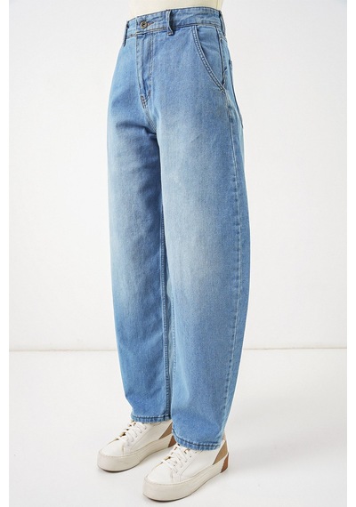 Hiccup Bdart Keten Karışımlı Düz Kesim Denim Jean Açık-orta Mavi Denim