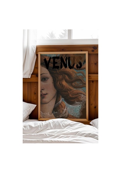 Saturn Venüsün Doğuşu Çerçeveli Tablo Urban Art Venüs Tablosu Modern Cafe Duvar Dekorasyonu Altered Art