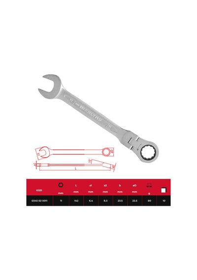 İzeltaş Mafsallı Cırcır Anahtar 11 Mm - 0345020011