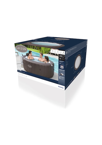 Lay-z-spa Dominica Smart Hydrojet 6001s Enerji Tasarruflu Şişme Spa Havuzu, Mobil Uygulama Kontrollü, 4-6 Kişilik Gri
