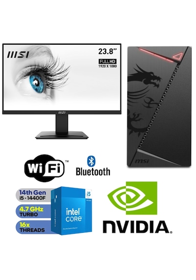 MSI I514 Core i5-14400F 16 GB 500 GB M.2 SSD 4 GB GT 730 24" W11P Masaüstü Bilgisayar