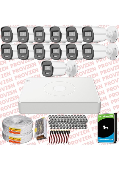 Provzen Hikvision Colorvu Full Hd 13 Kameralı Gece Renkli Güvenlik Kamerası Olay Anında Bildirim