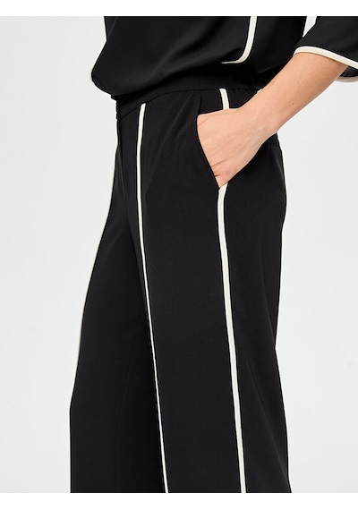 Faik Sönmez Wide Leg Fit Renk Bloklu Pantolon S26pnt020 Us26pnt02010 Siyah