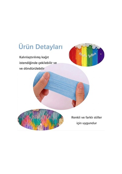 Gök Mavi Şerit Krapon Kağıdı Rulosu, Çiçek Yapım, El İşi Süsleme Kağıdı, 6 Adet, 4.5 Cm X 22 Metre