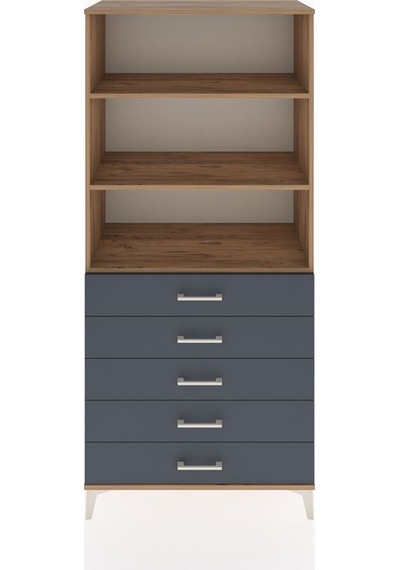 Hyperion Dolap 3 Raflı 5 Çekmeceli 88x44x195 Çam-antrasit Çam