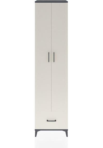 Hyperion Dolap 6 Raflı Tek Çekmeceli 2 Kapaklı 60x44x243 Antrasit-aytaşı Antrasit
