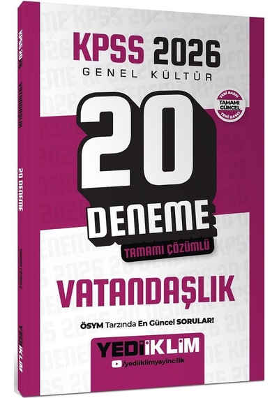 Yediiklim Kpss 2026 Genel Kültür Vatandaşlık Tamamı Çözümlü 20 Deneme