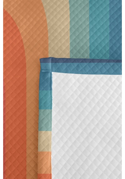 Evimde Bambaşka Pastel Gökkuşağı Çocuk Odası Tek Kişilik Pike Takımı-geometrik Mavi 160x220  CM Kapitone Yatak Örtüsü