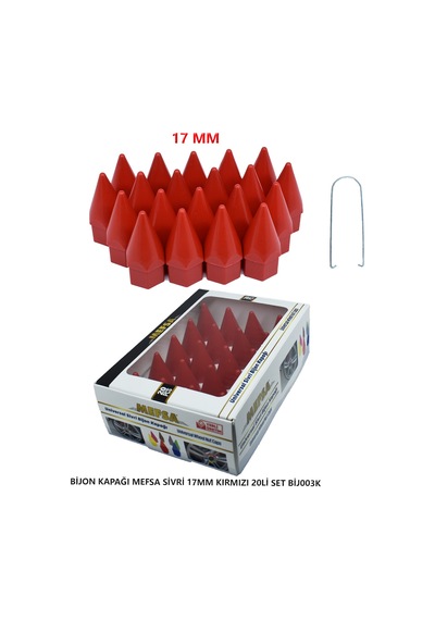 Bijon Kapağı Sivri 17 Mm Kırmızı 20 Li Set