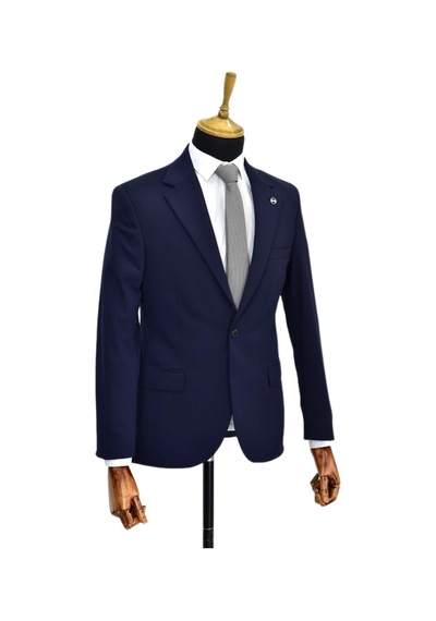 Erkek Lacivert Tek Spor Ceket Çift Yırtmaçlı Bgl-st03974 Lacivert