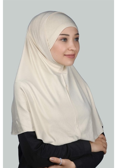 Altobeh İkili Set Pratik Eşarp Hazır Türban Ve Hijab Tesettür Bonesi Krem
